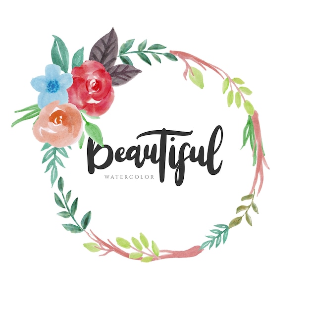 Beautiful watercolor flower wreath design