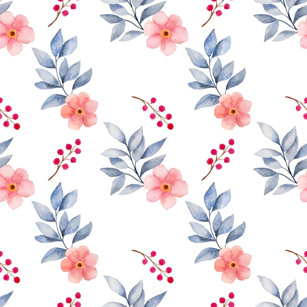 Vector beautiful watercolor flowers as seamless pattern.