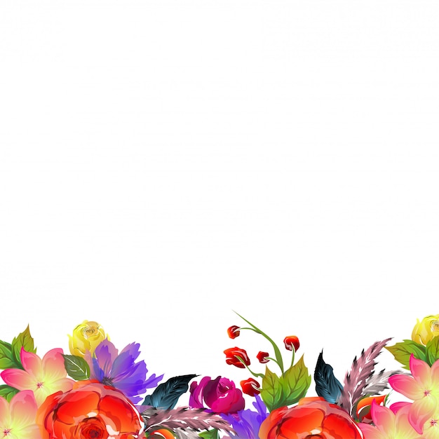 Beautiful watercolor flowers decorated background.