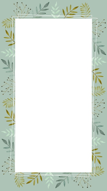 Vector beautiful watercolor frame with leaves