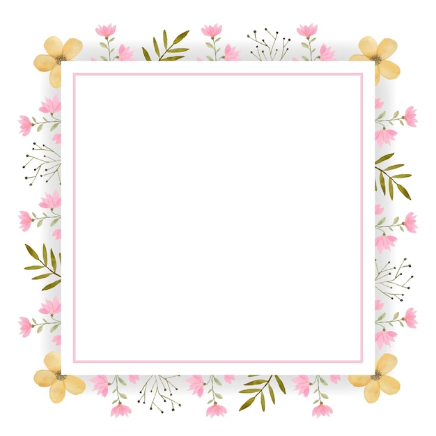 beautiful watercolor frame with leaves