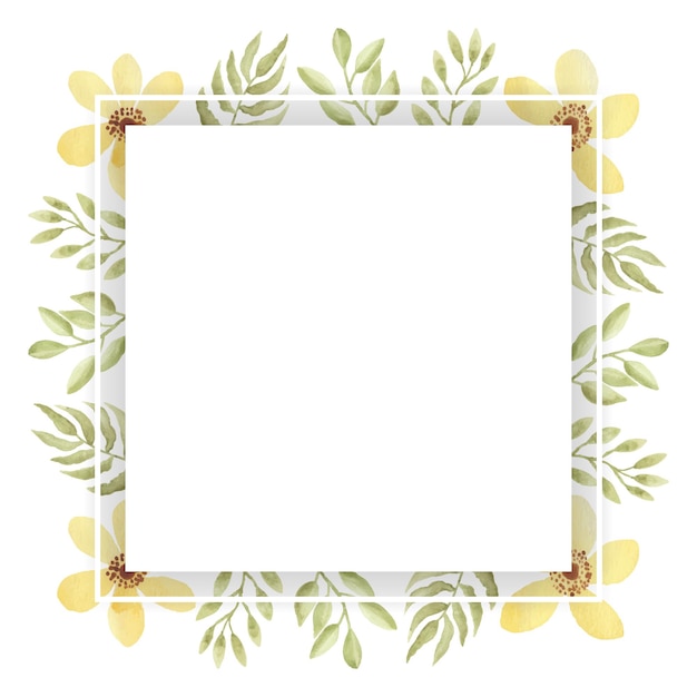 Beautiful watercolor frame with leaves