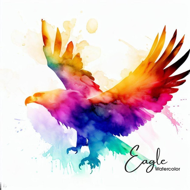 Beautiful Watercolor Rainbow Splash Eagle