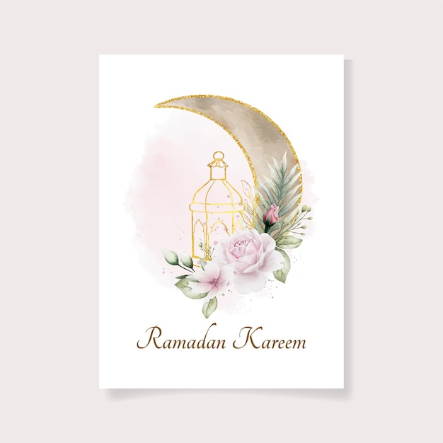 Beautiful watercolor ramadan template