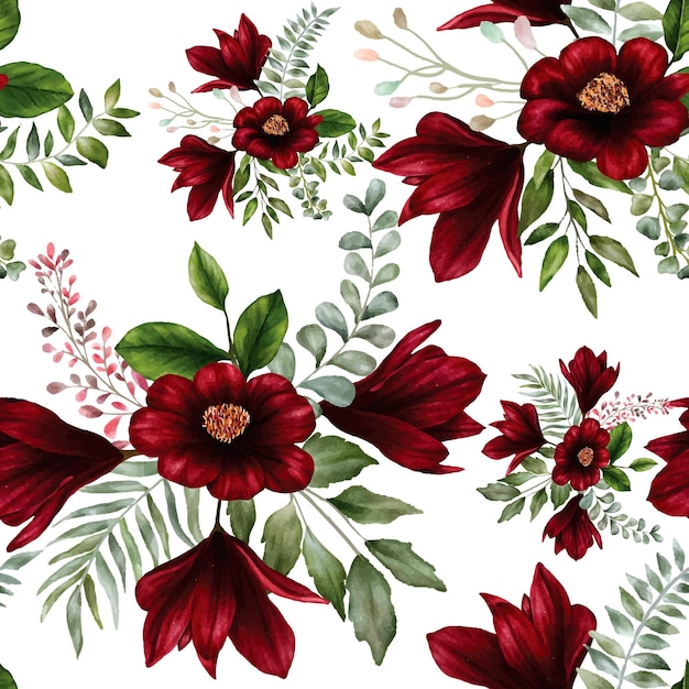 Seamless pattern with hand drawn poinsettia flowers and floral branches and  berries, mistletoe, christmas florals. Repeating background for wrapping  paper, fabric, stationary products decoration. Stock Vector by ©Saltoli  310224892