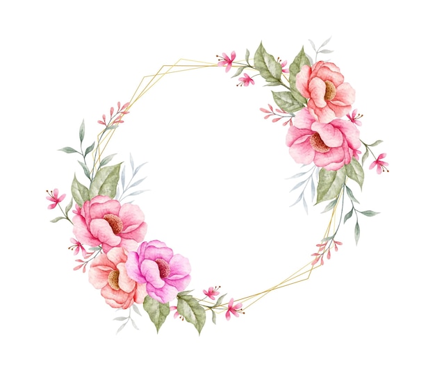 Beautiful watercolor spring floral frame