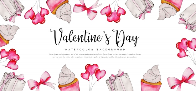 Beautiful Watercolor Valentine Banner 