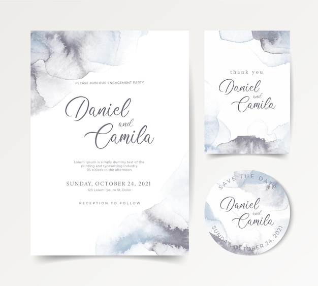 Beautiful watercolor wedding invitation card template