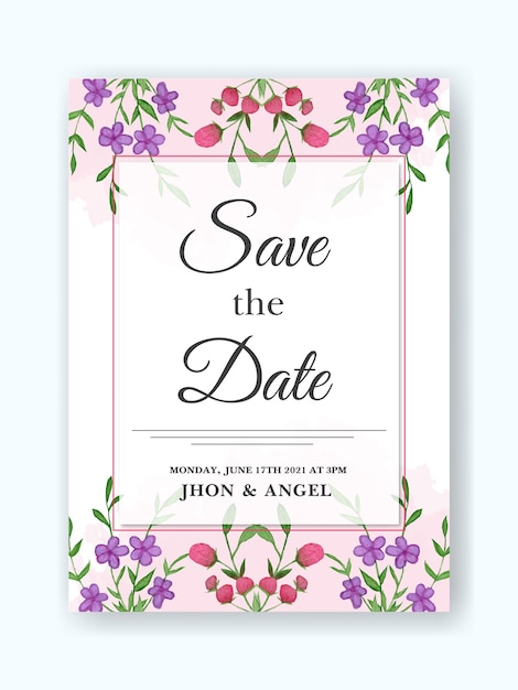 Beautiful watercolor wedding invitation floral design