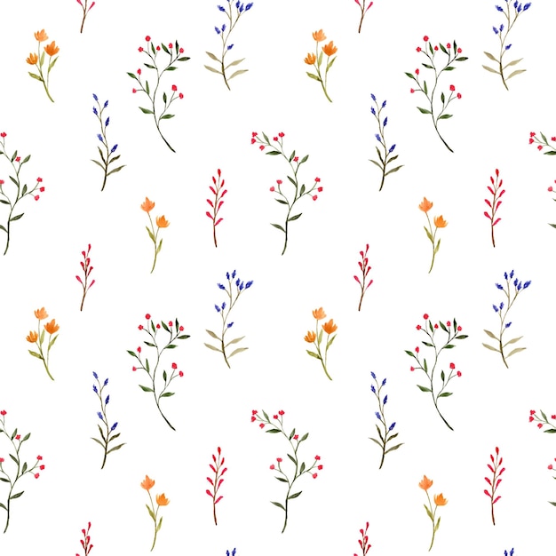 Вектор Красивые акварельные полевые цветы как бесшовный узор.