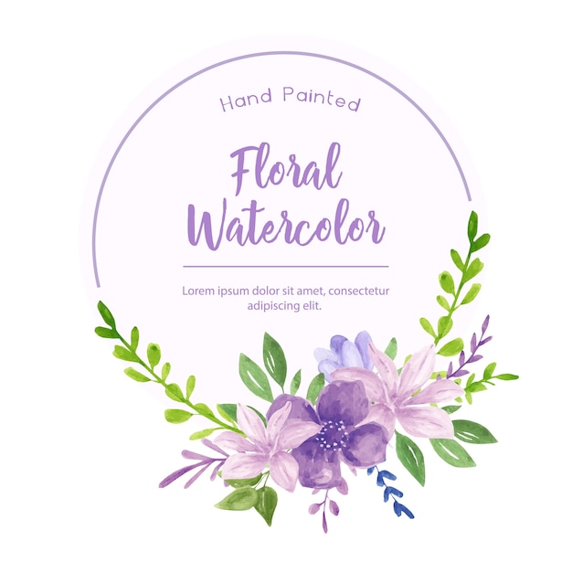 Vector beautiful watercolor with violet flowers