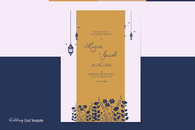 beautiful Wedding card Design composition classic style
