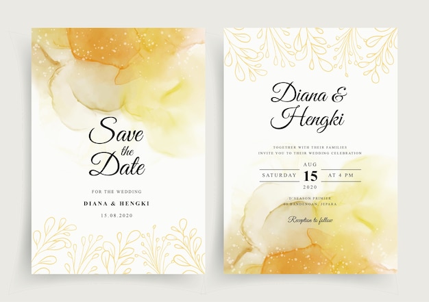 Beautiful wedding card invitation  template with hand painted watercolor