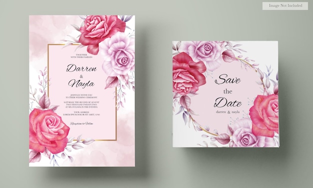 Beautiful wedding card template floral design