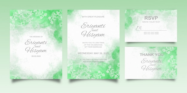 Beautiful wedding card watercolor background with splash and floral lines