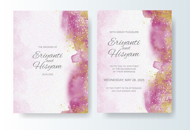 Beautiful wedding card watercolor background with splash