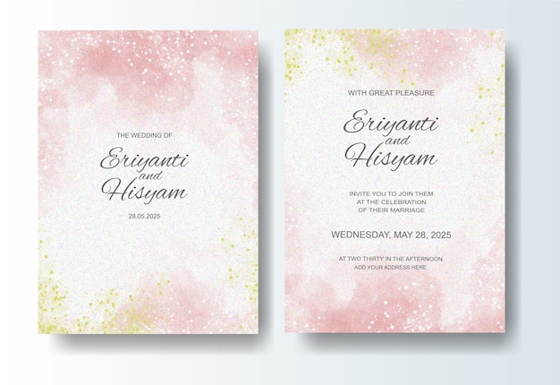 Vector beautiful wedding card watercolor background with splash