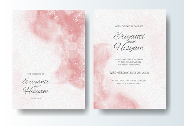 Beautiful wedding card watercolor background with splash