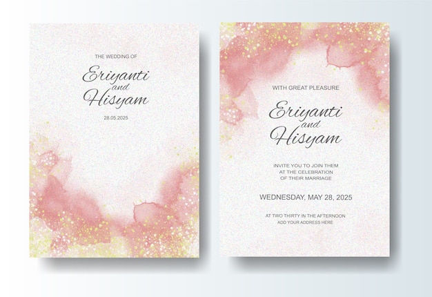 Vector beautiful wedding card watercolor background with splash