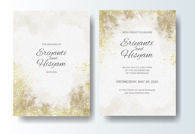 Beautiful wedding card watercolor background with splash