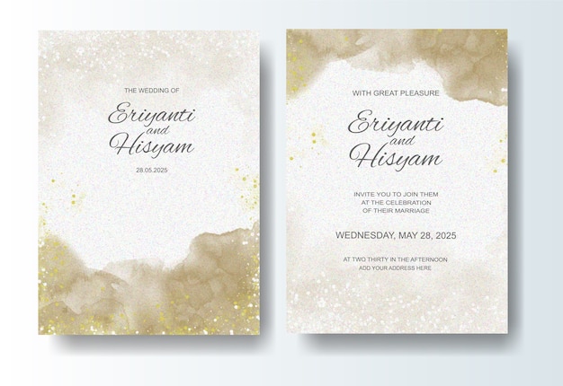 Beautiful wedding card watercolor background with splash