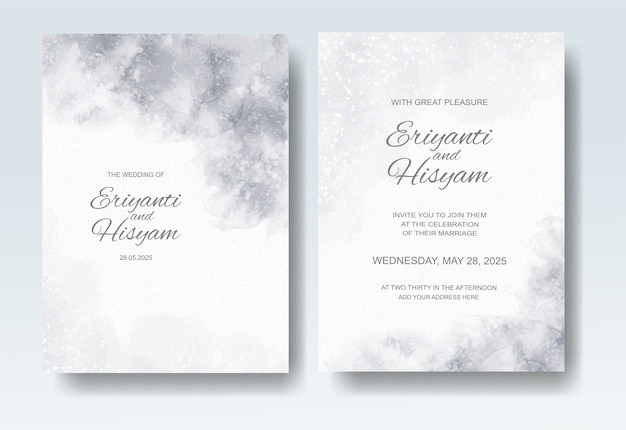 Beautiful wedding card watercolor background with splash