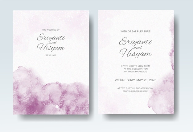 Beautiful wedding card watercolor background with splash