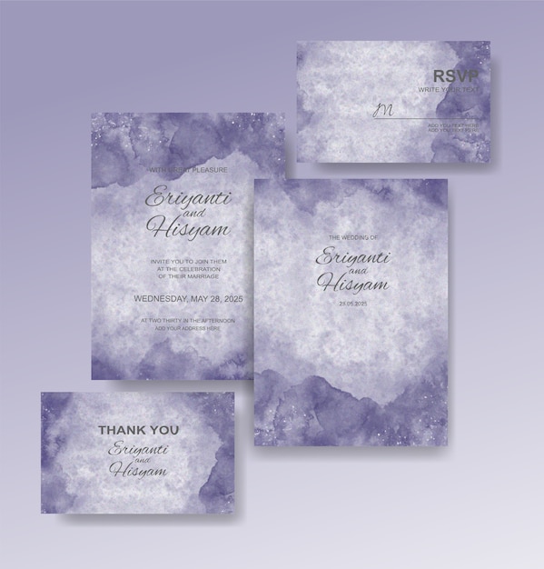 Beautiful wedding card watercolor with splash