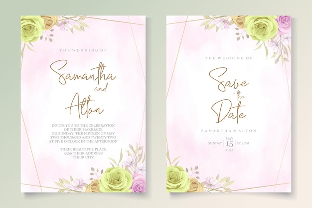 Красивая свадебная открытка с цветочным декором