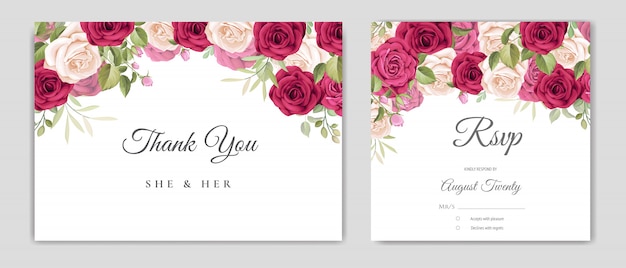 Vector beautiful wedding card with floral and leaves background template