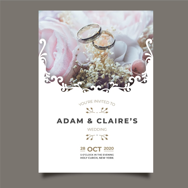 Vector beautiful wedding card with picture