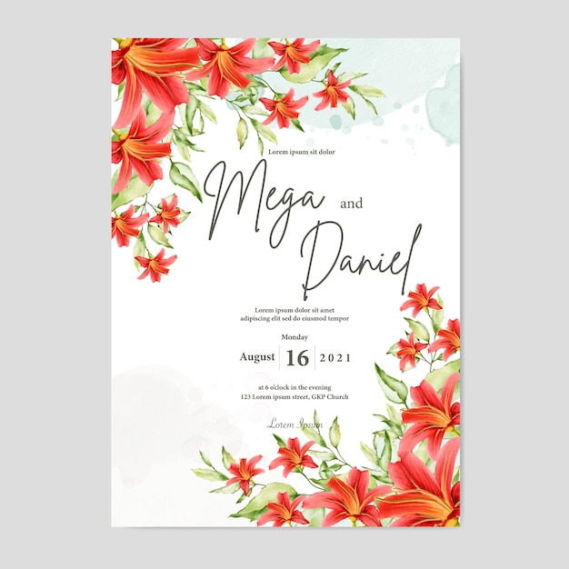 beautiful wedding card with watercolor background