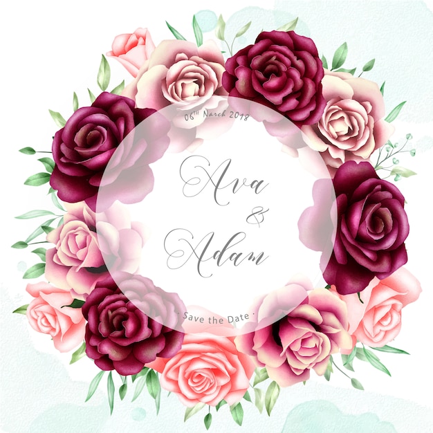 beautiful wedding card with watercolor background