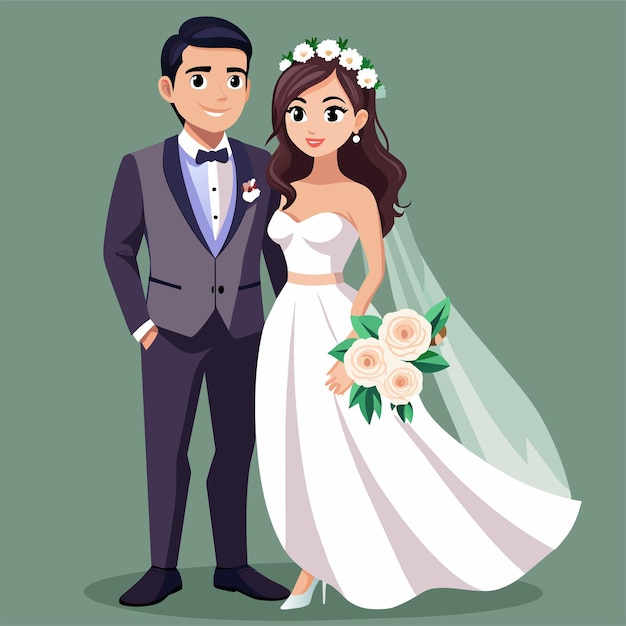 Beautiful Wedding Couple illustration