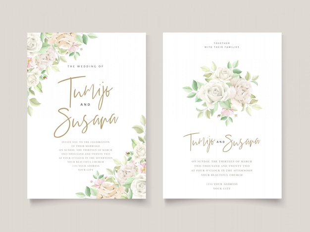 Vector beautiful wedding invitation card set