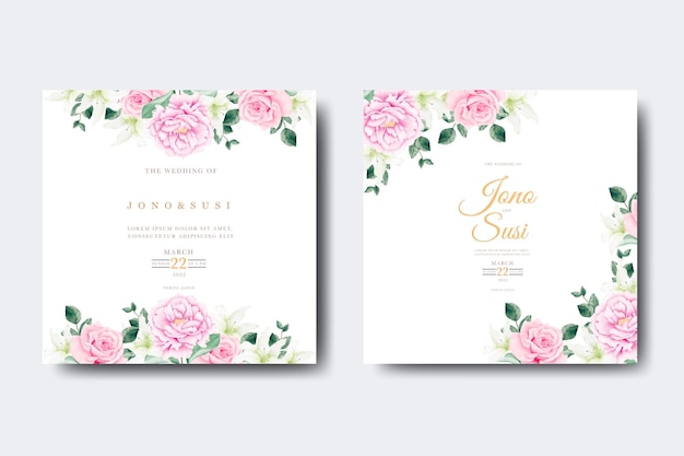 Modello di carta di invito bel matrimonio con foglie floreali