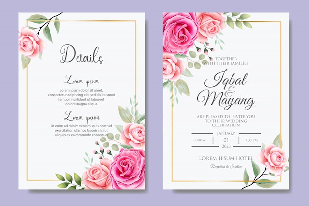 Beautiful wedding invitation card template