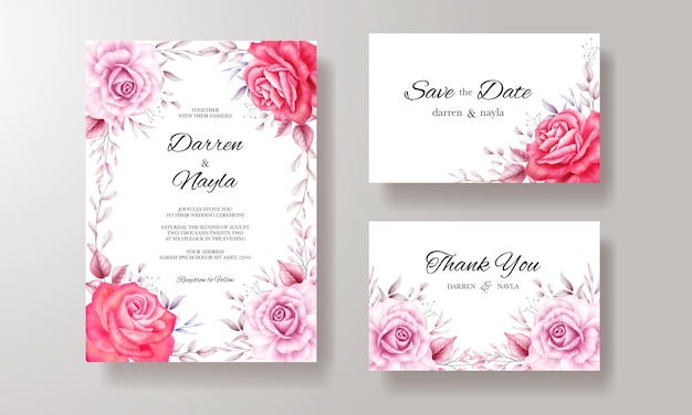 Beautiful wedding invitation card with floral design