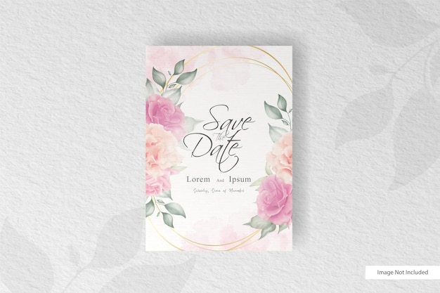 Beautiful Wedding invitation card with floral and watercolor splash
