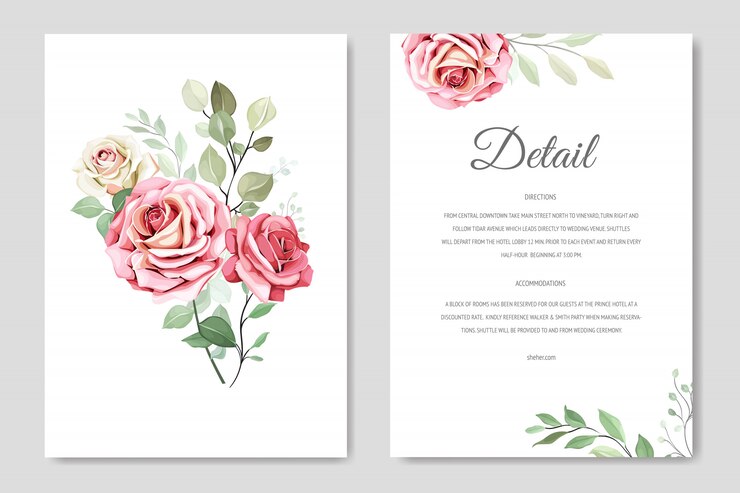 Vector beautiful wedding invitation card with floral wreath 