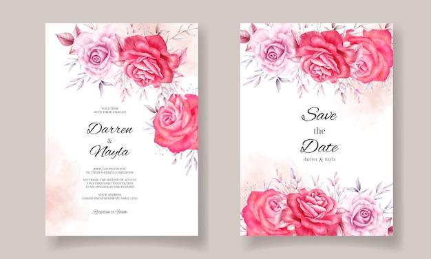 Beautiful wedding invitation card with rose decoration