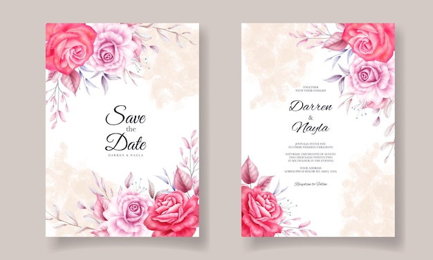 Beautiful wedding invitation card with rose decoration