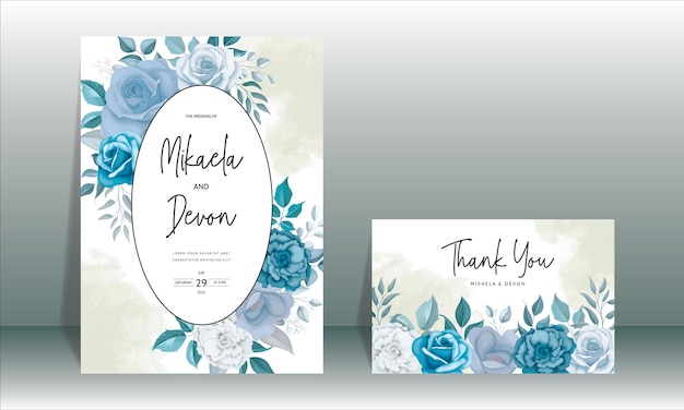 Beautiful wedding invitation card with soft flowers