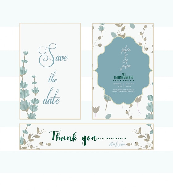 Vector beautiful wedding invitation cards