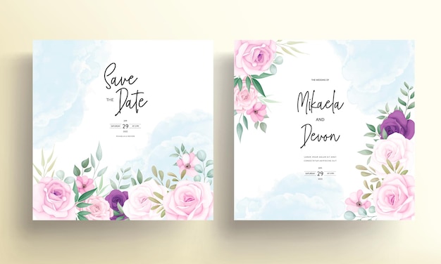 Beautiful wedding invitation designs with beautiful flower ornaments