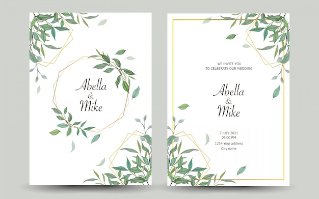 beautiful wedding invitation or greeting card with floral design.