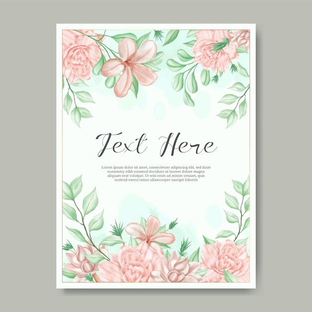 Beautiful wedding invitation template with watercolor floral frame