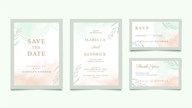 Beautiful wedding invitation template with watercolor