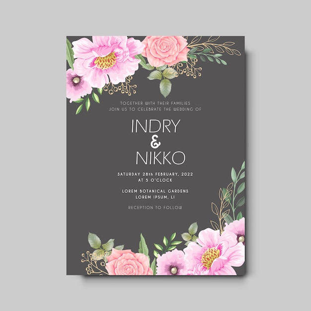 Vector beautiful wedding invitation with artistic floral concept