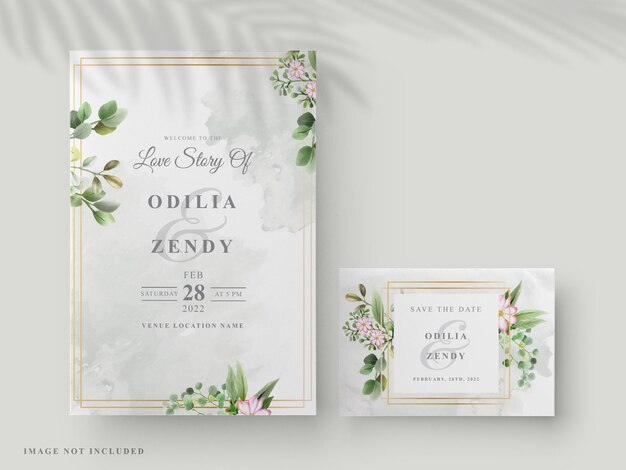beautiful wedding invitation with elegant floral hand drawn